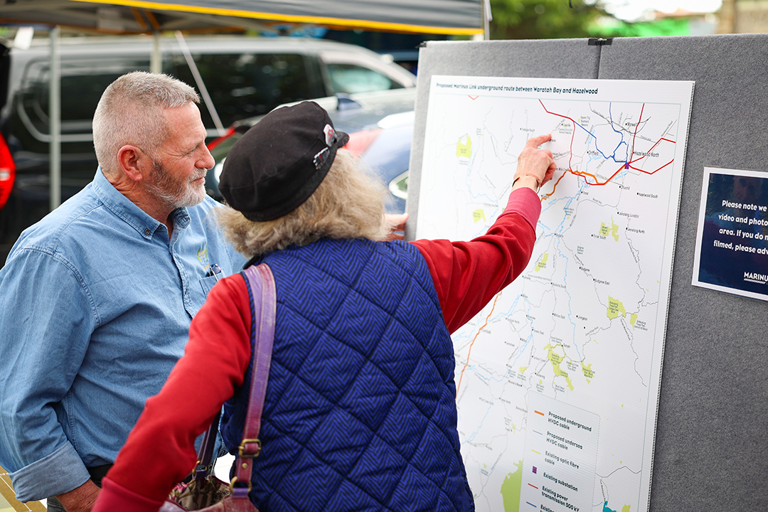 Marinus Link Land agents engaging with the public on the Victorian route of the underground HVDC cable. 