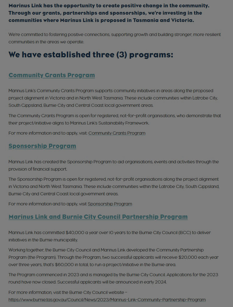 Further advice around future programs will be published on this website shortly. The grant and sponsorship programs have closed for the 2024/2025 season.